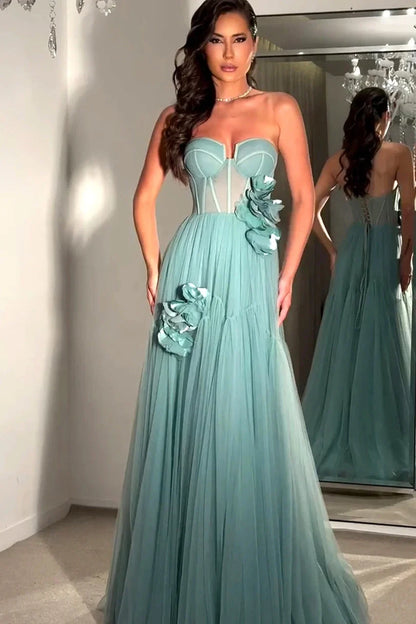 Dress Elegant Strapless Floral Corset Mermaid Maxi Dress A-Line Sleeveless Corset Prom Dress