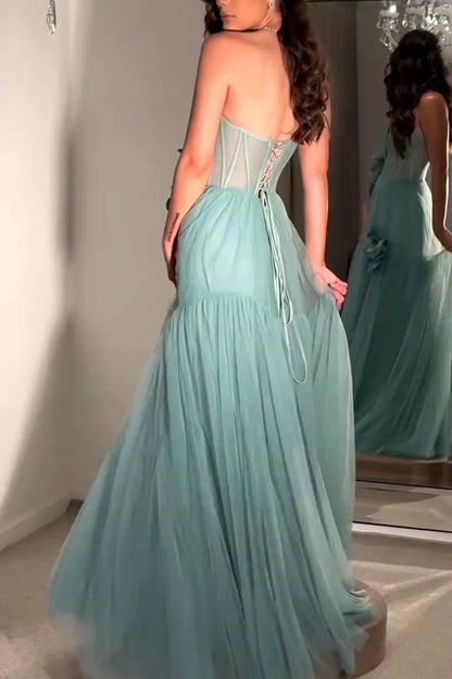 Dress Elegant Strapless Floral Corset Mermaid Maxi Dress A-Line Sleeveless Corset Prom Dress