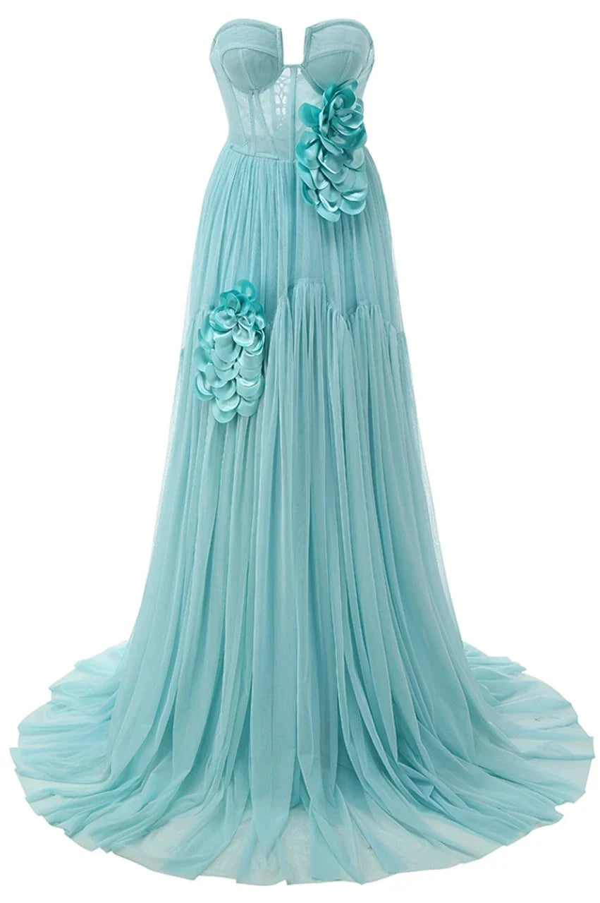 Dress Elegant Strapless Floral Corset Mermaid Maxi Dress A-Line Sleeveless Corset Prom Dress