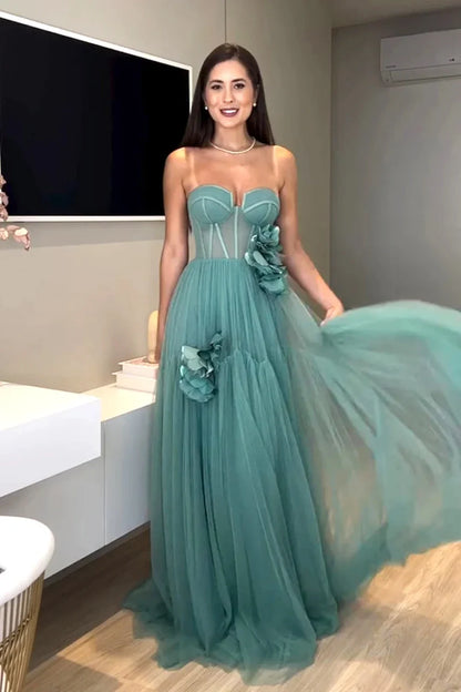 Dress Elegant Strapless Floral Corset Mermaid Maxi Dress A-Line Sleeveless Corset Prom Dress