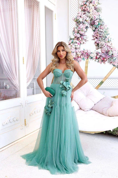 Dress Elegant Strapless Floral Corset Mermaid Maxi Dress A-Line Sleeveless Corset Prom Dress