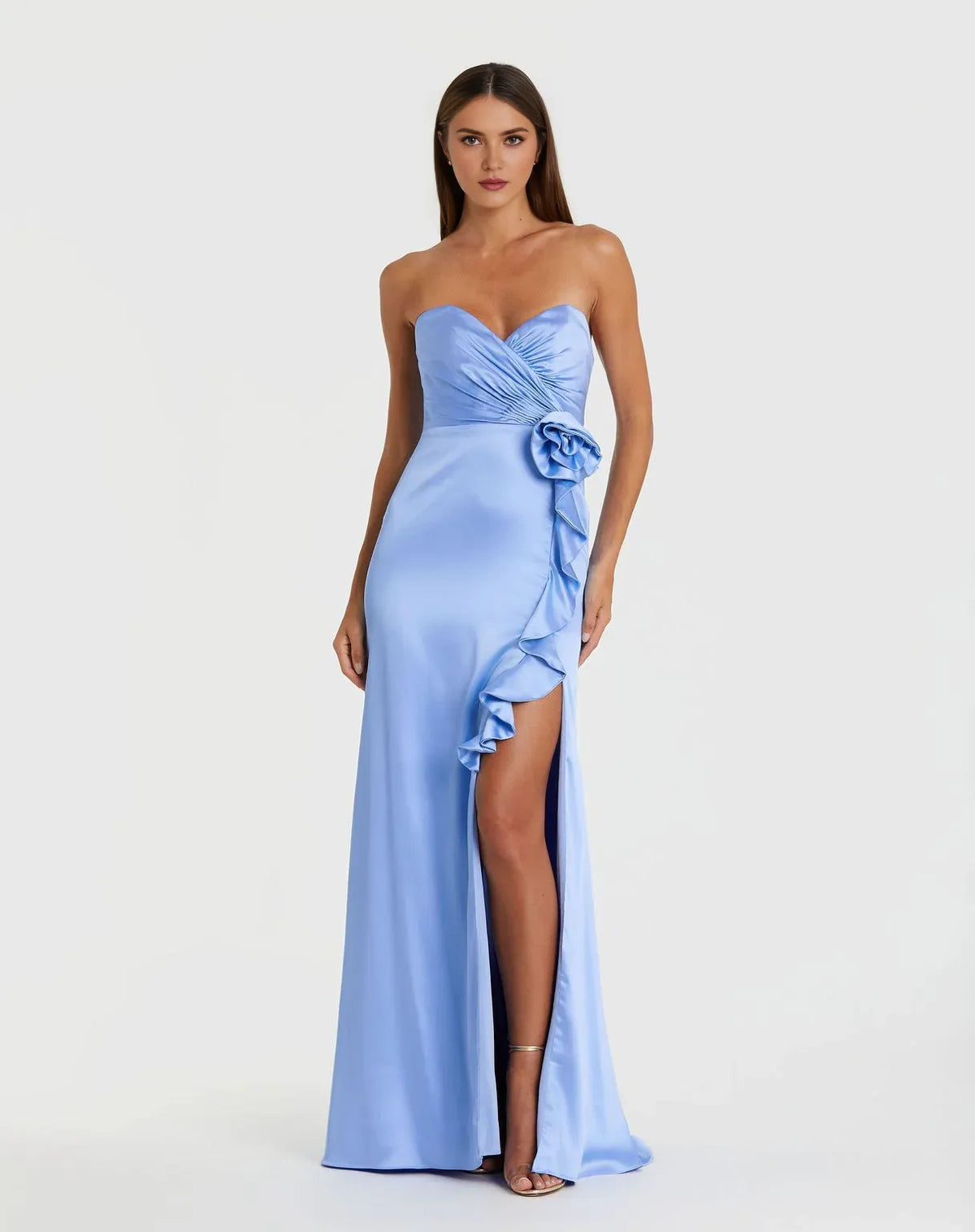Dress Elegant Strapless Sheath/Column Backless Sleeveless Ruched Floor-Length Prom Dress
