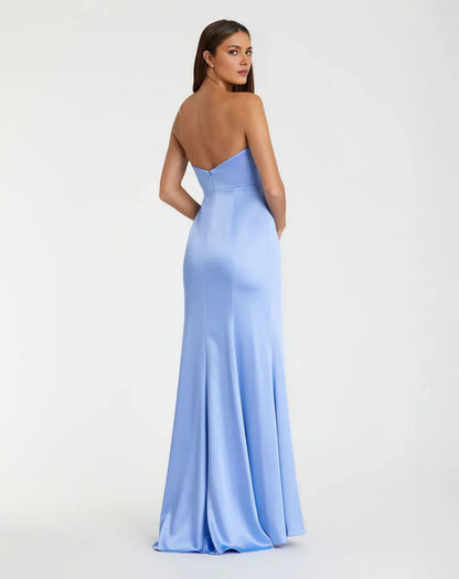Dress Elegant Strapless Sheath/Column Backless Sleeveless Ruched Floor-Length Prom Dress