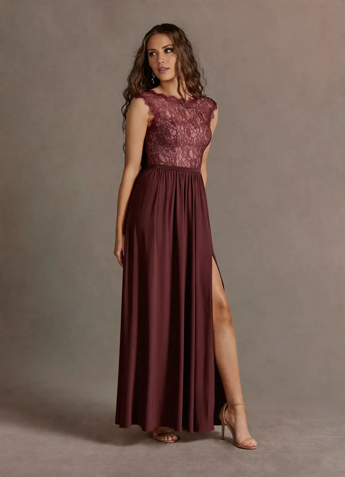 Dress Elegant Black Boat Neck Lace Appliques Maxi Dress Sleeveless Slit A-Line V Back Prom Dress