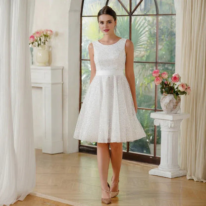 Dress Fabulous A-Line Tulle Scoop Sleeveless Off White Party Dress With Sequined Prom Dress
