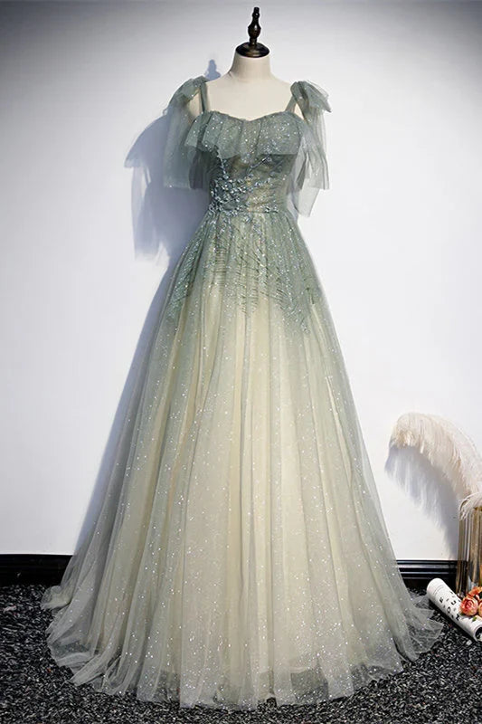 Dress Fairy A-line Ombre Green Long Formal Gown Prom Dress