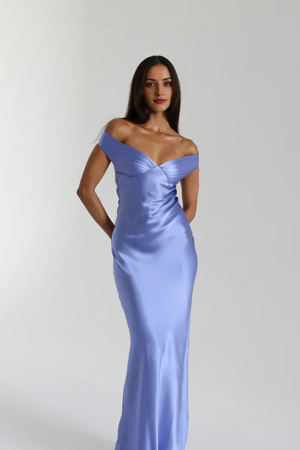 Dress Fashion Off the Shoulder Satin Pleated Maxi Dress Sleeveless Column White Prom Dress
