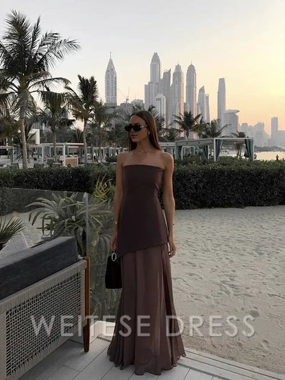Dress Fashion Strapless Dress With Ribbon Female Elegant Sleeveless Beach Vacation Long Dress Spring New Women Prom Dress