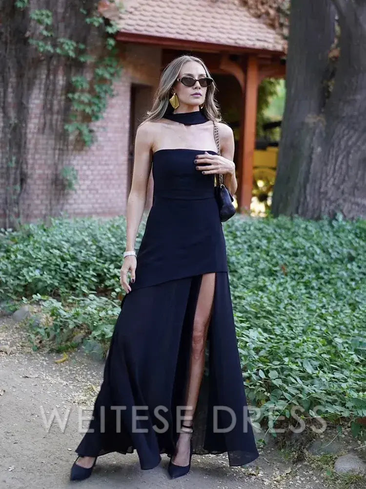 Dress Fashion Strapless Dress With Ribbon Female Elegant Sleeveless Beach Vacation Long Dress Spring New Women Prom Dress