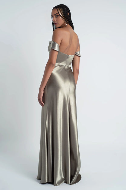 Dress Fashionable Cowl Neck Off The Shoulder Sleeve Satin Evening Dress Bridesmaid Dress Floor-Length Sheath Prom Dress