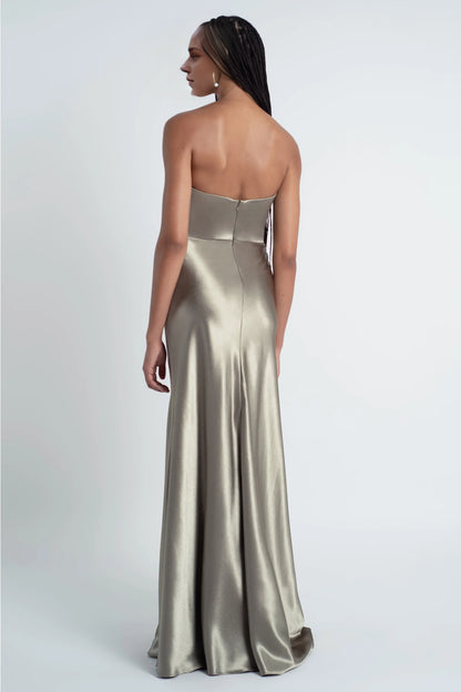 Dress Fashionable Cowl Neck Off The Shoulder Sleeve Satin Evening Dress Bridesmaid Dress Floor-Length Sheath Prom Dress