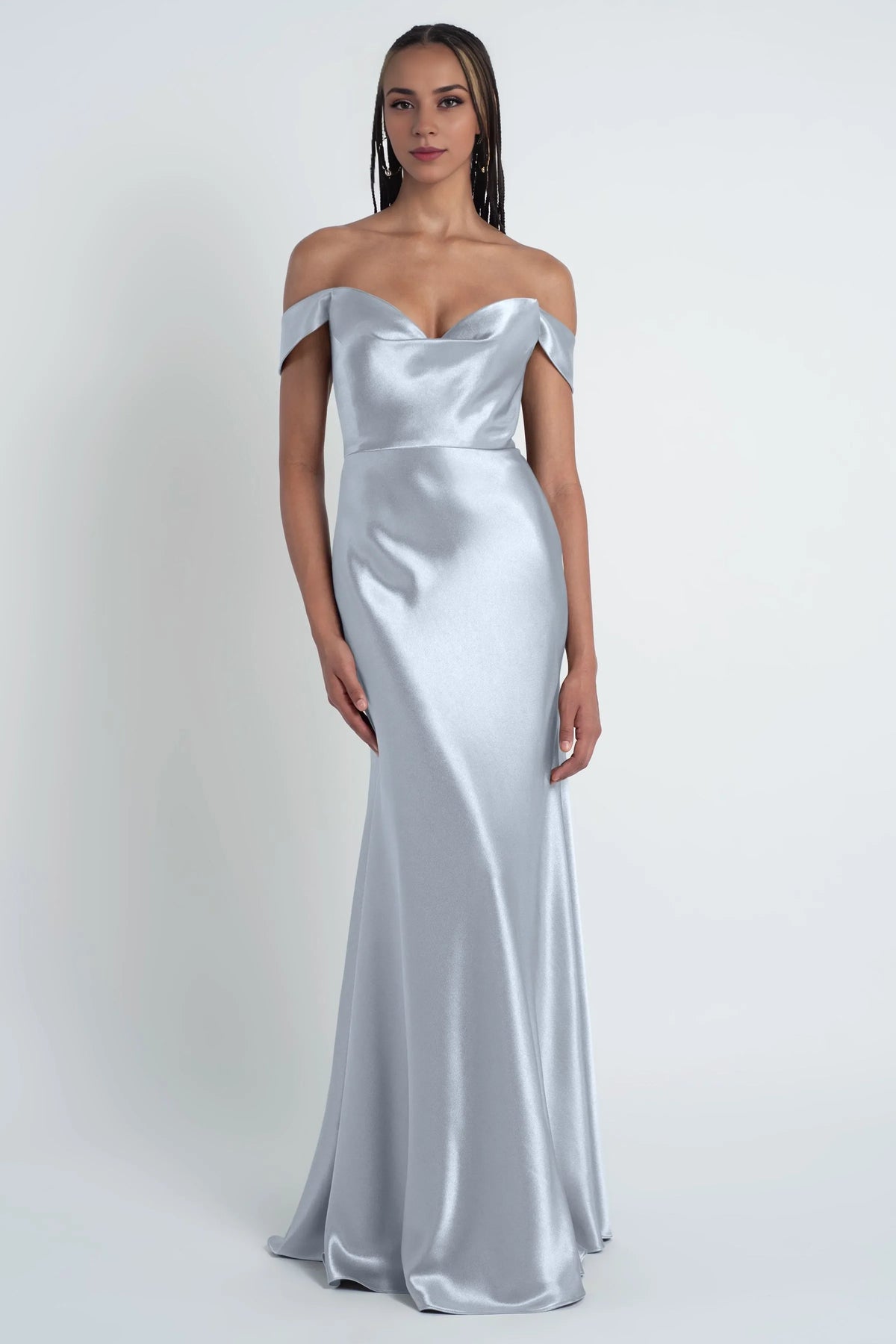 Dress Fashionable Cowl Neck Off The Shoulder Sleeve Satin Evening Dress Bridesmaid Dress Floor-Length Sheath Prom Dress