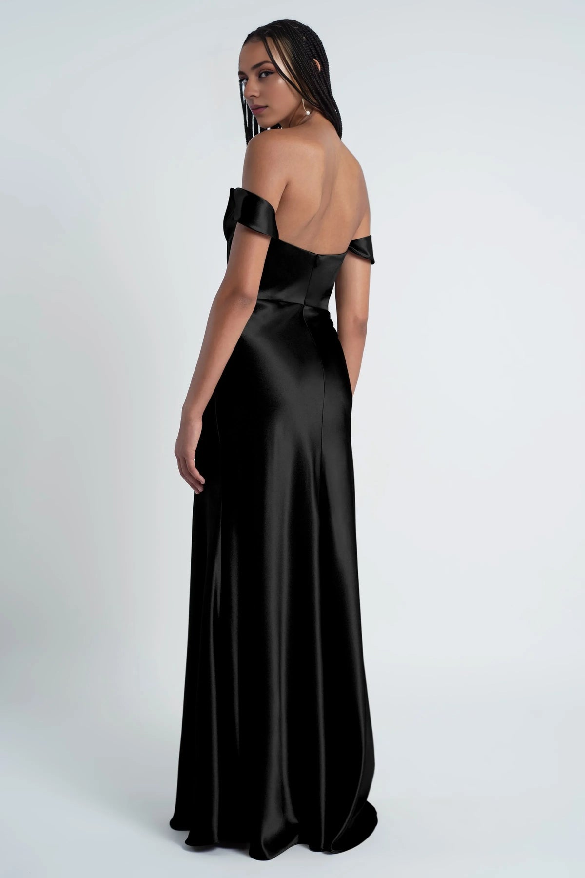 Dress Fashionable Cowl Neck Off The Shoulder Sleeve Satin Evening Dress Bridesmaid Dress Floor-Length Sheath Prom Dress