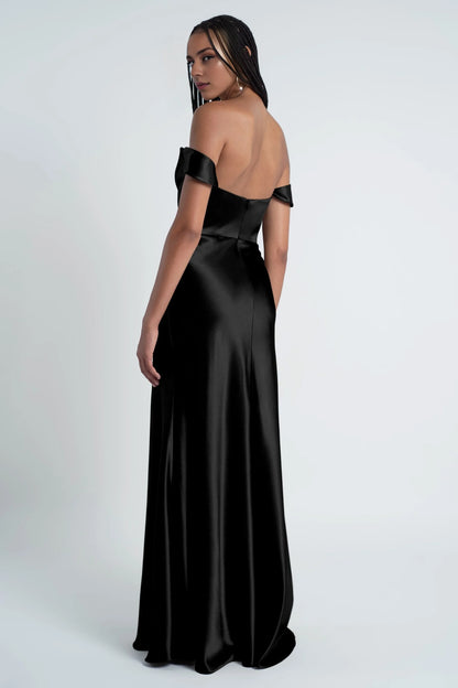 Dress Fashionable Cowl Neck Off The Shoulder Sleeve Satin Evening Dress Bridesmaid Dress Floor-Length Sheath Prom Dress