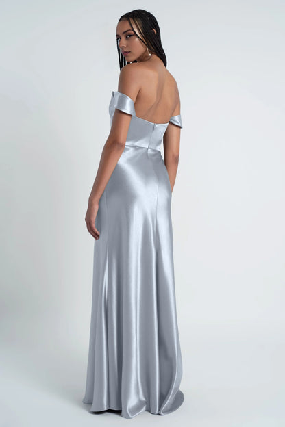 Dress Fashionable Cowl Neck Off The Shoulder Sleeve Satin Evening Dress Bridesmaid Dress Floor-Length Sheath Prom Dress