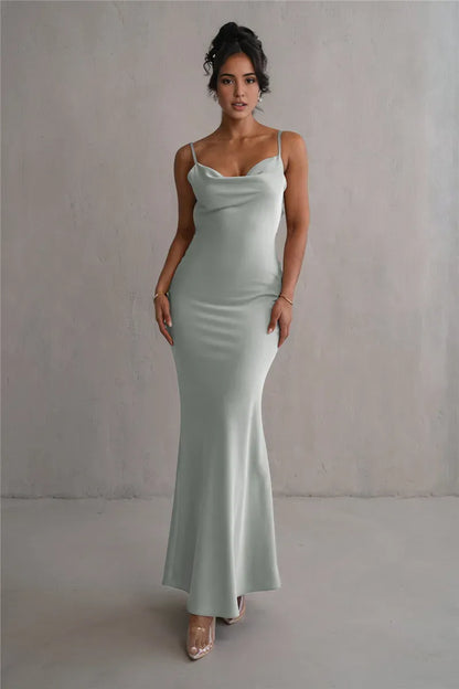 Dress Floral Draped Open Back Spaghetti Strap Maxi Dress Bridesmaid Dress Party Dress Sleeveless Floor Length Prom Dress