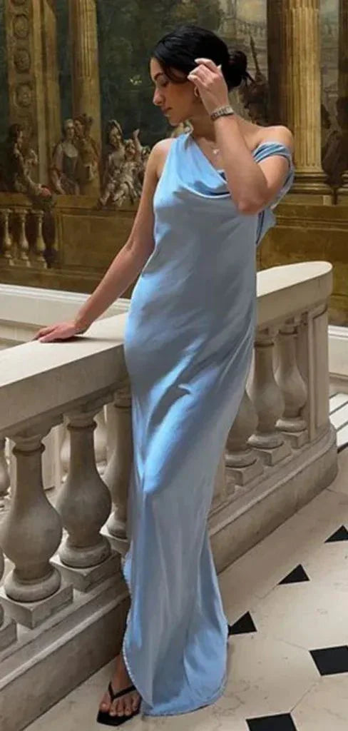 Dress Formal One-shoulder Sleeveless Mermaid Satin Backless Evening Prom Dresses