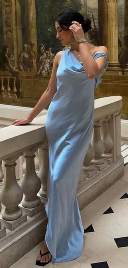 Dress Formal One-shoulder Sleeveless Mermaid Satin Backless Evening Prom Dresses