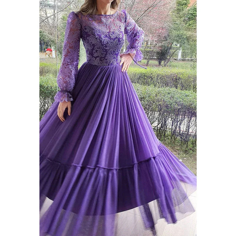 Dress Formal Women's Dresses Unique Scoop Lace Long Sleeves A-line Formal Evening Dress Party Dress Prom Dresses Prom Dresses Shops