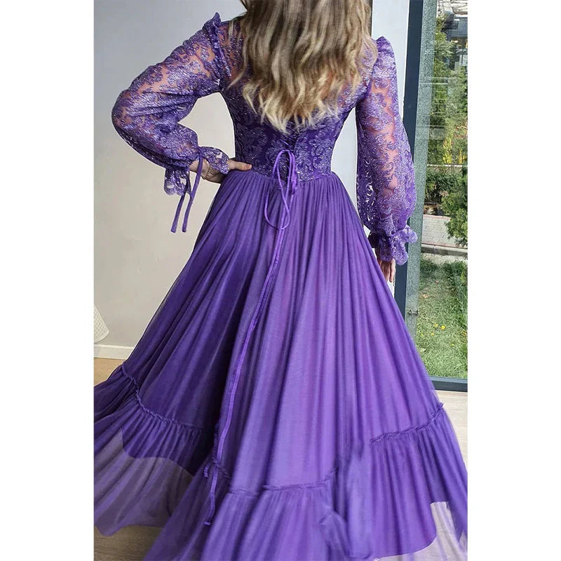 Dress Formal Women's Dresses Unique Scoop Lace Long Sleeves A-line Formal Evening Dress Party Dress Prom Dresses Prom Dresses Shops