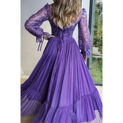Dress Formal Women's Dresses Unique Scoop Lace Long Sleeves A-line Formal Evening Dress Party Dress Prom Dresses Prom Dresses Shops