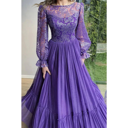 Dress Formal Women's Dresses Unique Scoop Lace Long Sleeves A-line Formal Evening Dress Party Dress Prom Dresses Prom Dresses Shops