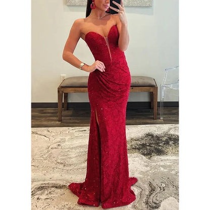 Dress Formal Women's Dresses Sweetheart Strapless Beaded Appliques with Side Slit Evening Dress Party Dress Prom Dresses Shops