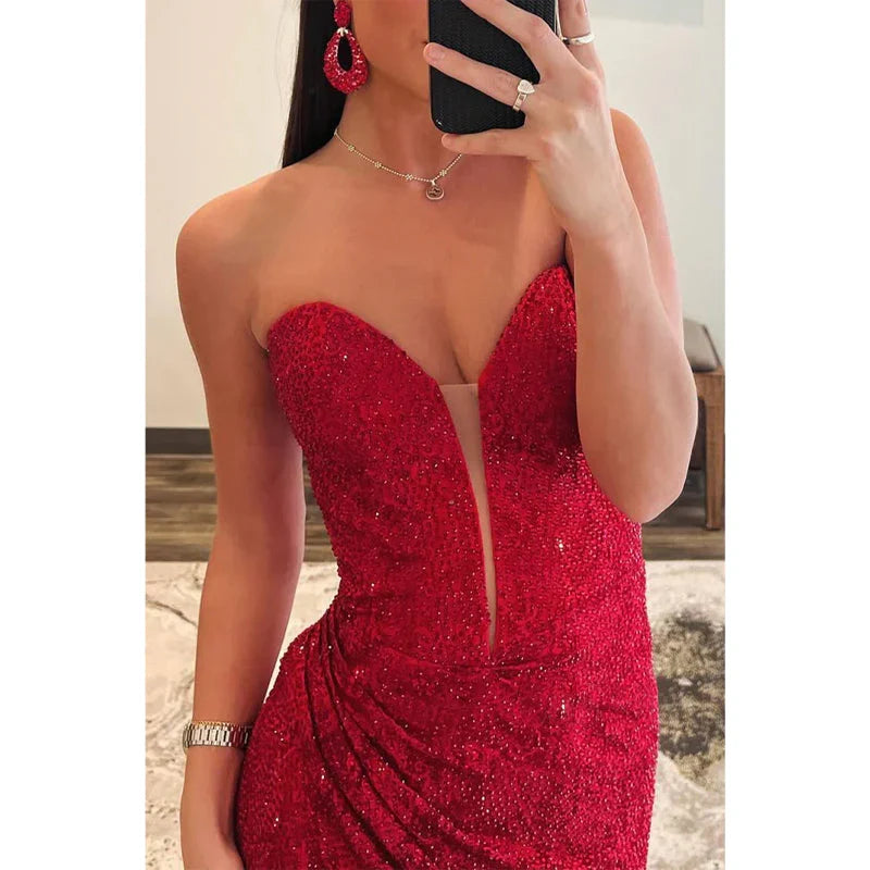 Dress Formal Women's Dresses Sweetheart Strapless Beaded Appliques with Side Slit Evening Dress Party Dress Prom Dresses Shops