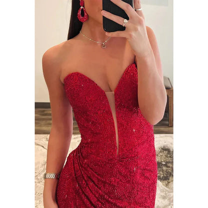 Dress Formal Women's Dresses Sweetheart Strapless Beaded Appliques with Side Slit Evening Dress Party Dress Prom Dresses Shops