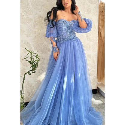 Dress Formal Women's Dresses Sweetheart Strapless Sequined Tulle A-Line Evening Dress Party Gown Prom Dresses Shops