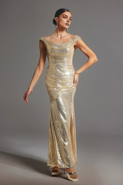 Dress Golden Sleeveless Dress Stunning Sequin Maxi Dress Trendy Bodycon Backless Dress Prom Dress