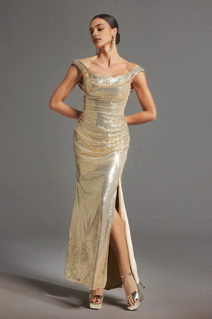 Dress Golden Sleeveless Dress Stunning Sequin Maxi Dress Trendy Bodycon Backless Dress Prom Dress