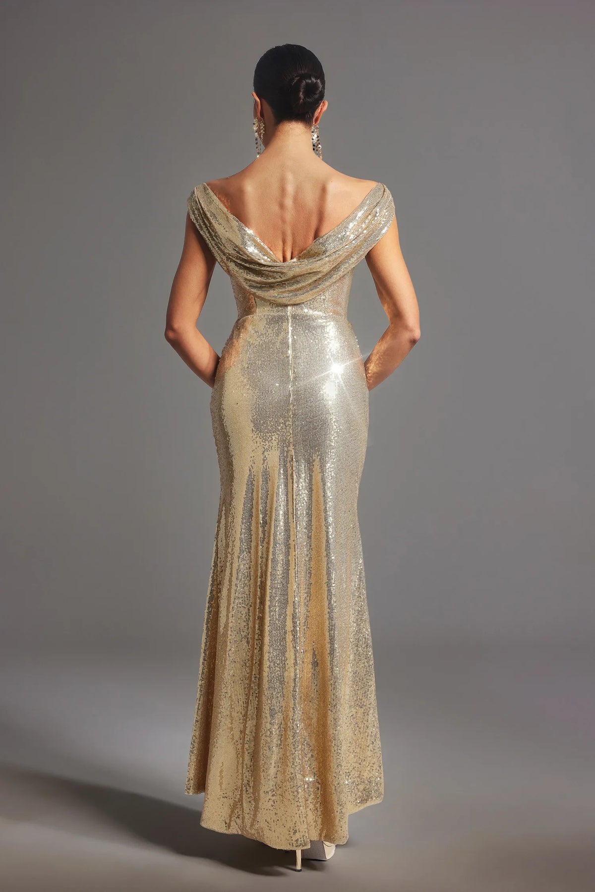 Dress Golden Sleeveless Dress Stunning Sequin Maxi Dress Trendy Bodycon Backless Dress Prom Dress