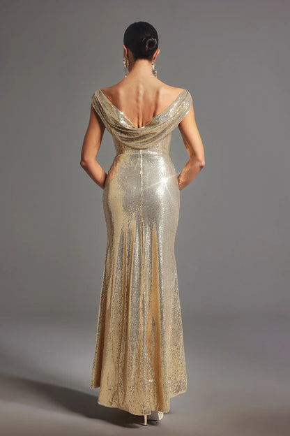 Dress Golden Sleeveless Dress Stunning Sequin Maxi Dress Trendy Bodycon Backless Dress Prom Dress