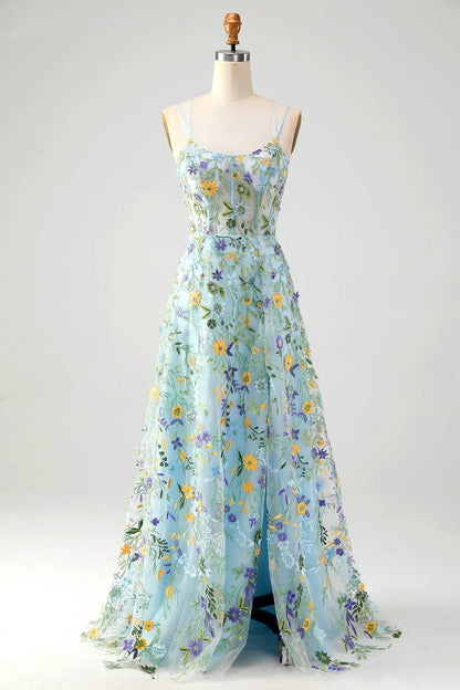 Dress Gorgeous A Line Spaghetti Straps Light Purple Maxi Dress With Appliques Prom Dress
