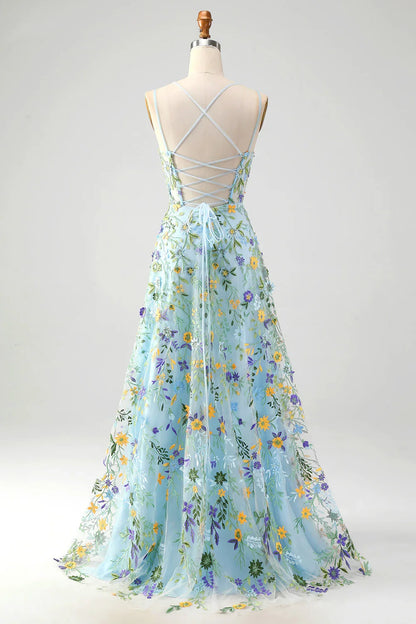 Dress Gorgeous A Line Spaghetti Straps Light Purple Maxi Dress With Appliques Prom Dress