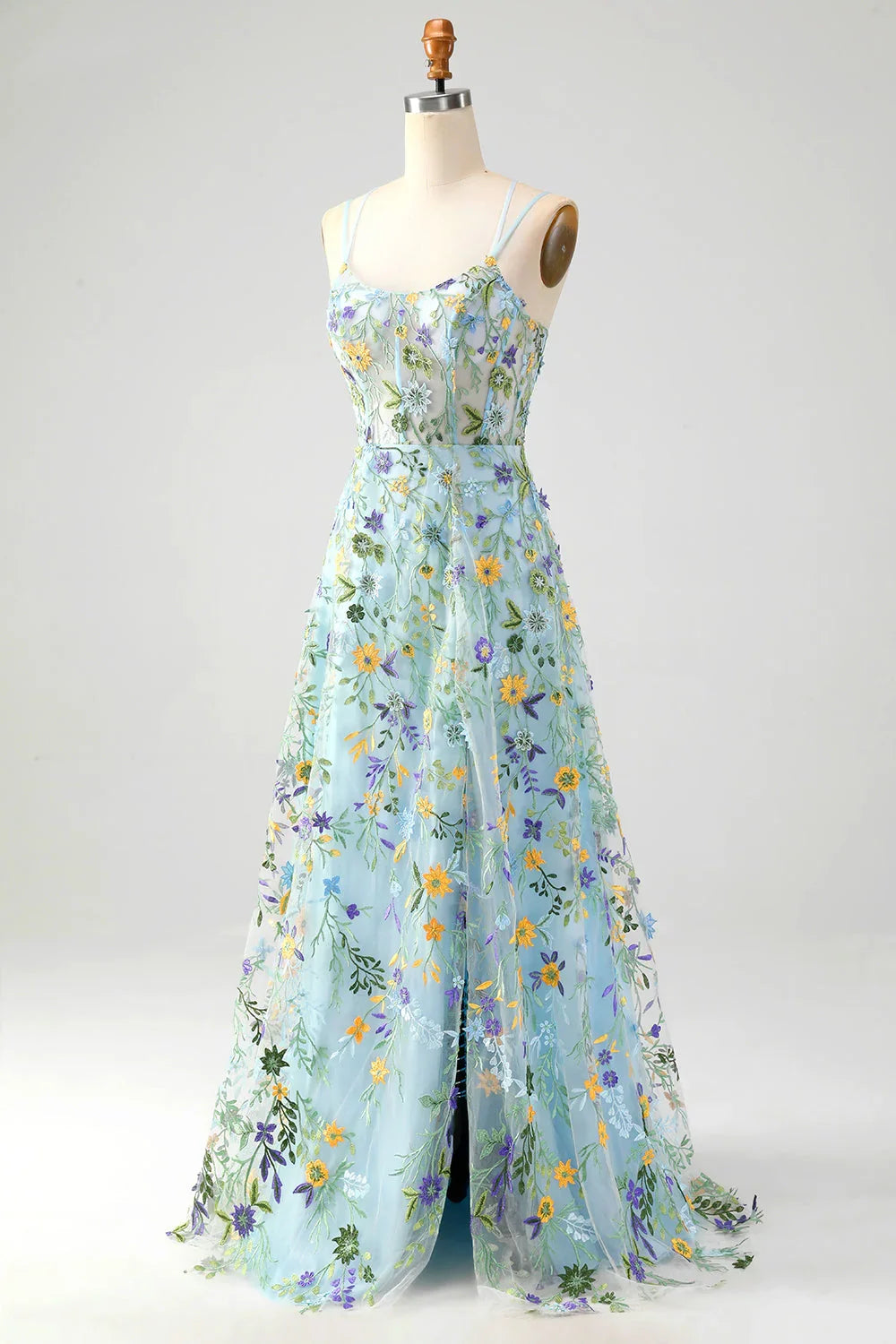 Dress Gorgeous A Line Spaghetti Straps Light Purple Maxi Dress With Appliques Prom Dress