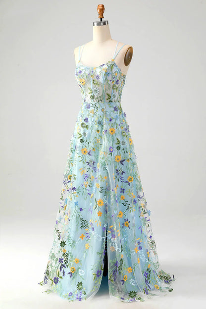 Dress Gorgeous A Line Spaghetti Straps Light Purple Maxi Dress With Appliques Prom Dress