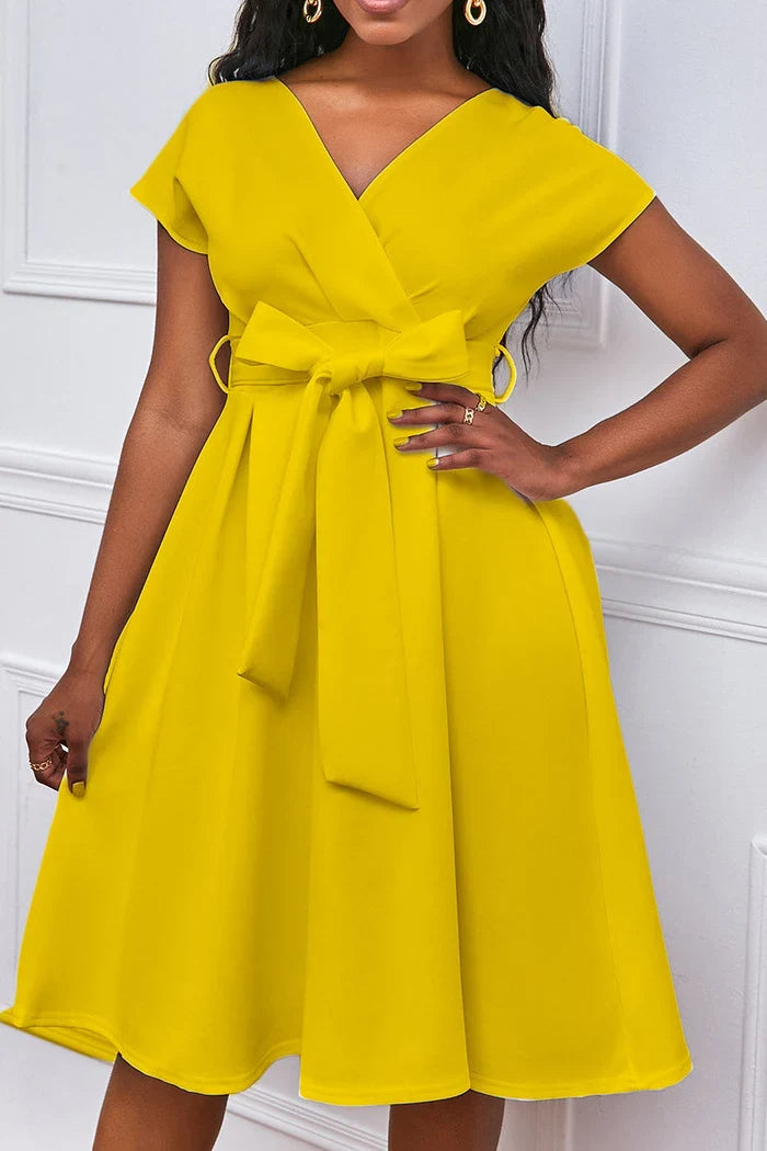 Dress Green A-Line V-Neck Party Cocktail Dress Zipper Up Homecoming Dress With Bow Knot