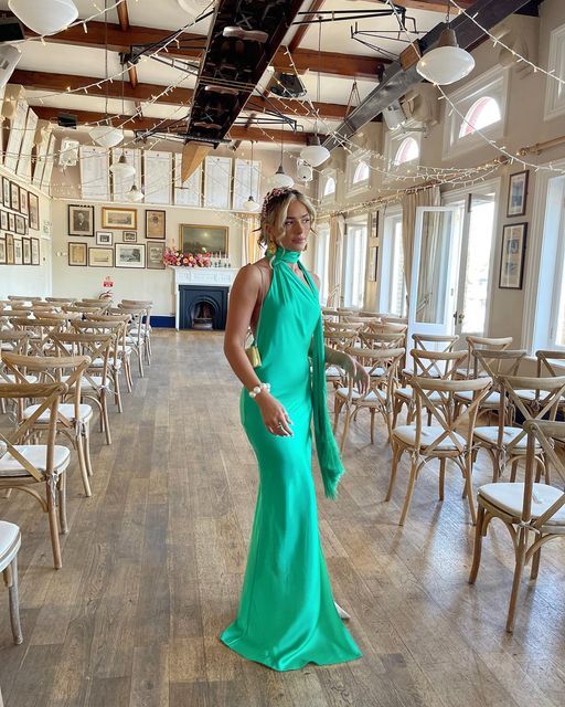 Dress Green Simple And Elegant Halter Neck Backless Slit Long Slim Satin Banquet Dress Evening Prom Dress Ball Gown Wedding Guest Dress