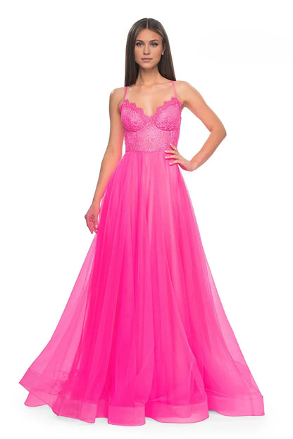 Dress Green Tulle Beauty Spaghetti Straps Plunging V Neck Embroidered Bodice And A Ball Gown Silhouette Prom Dress