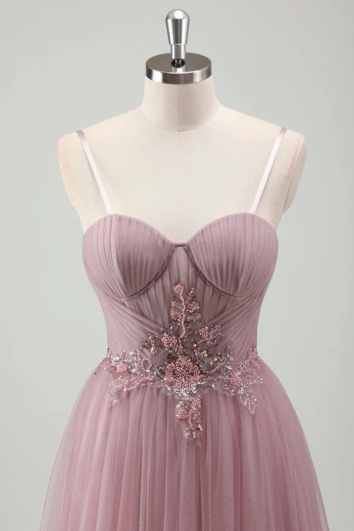 Dress Grey Purple Spaghetti Straps Maxi Dress Prom Dress Sleeveless A-Line Tulle Evening Dress