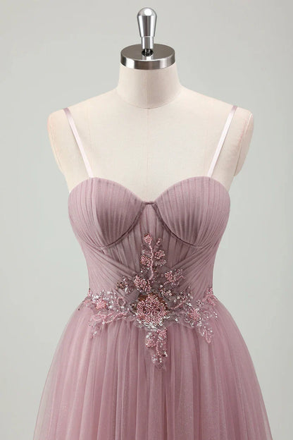 Dress Grey Purple Spaghetti Straps Maxi Dress Prom Dress Sleeveless A-Line Tulle Evening Dress