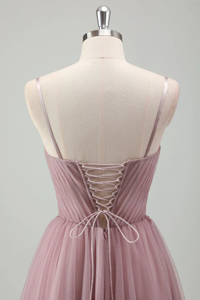 Dress Grey Purple Spaghetti Straps Maxi Dress Prom Dress Sleeveless A-Line Tulle Evening Dress