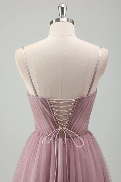Dress Grey Purple Spaghetti Straps Maxi Dress Prom Dress Sleeveless A-Line Tulle Evening Dress