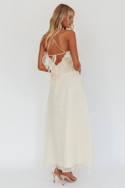 Dress Halter A-Line/Princess Sleeveless Party Dress Floor-Length Stunning Flower Backless Prom Dress