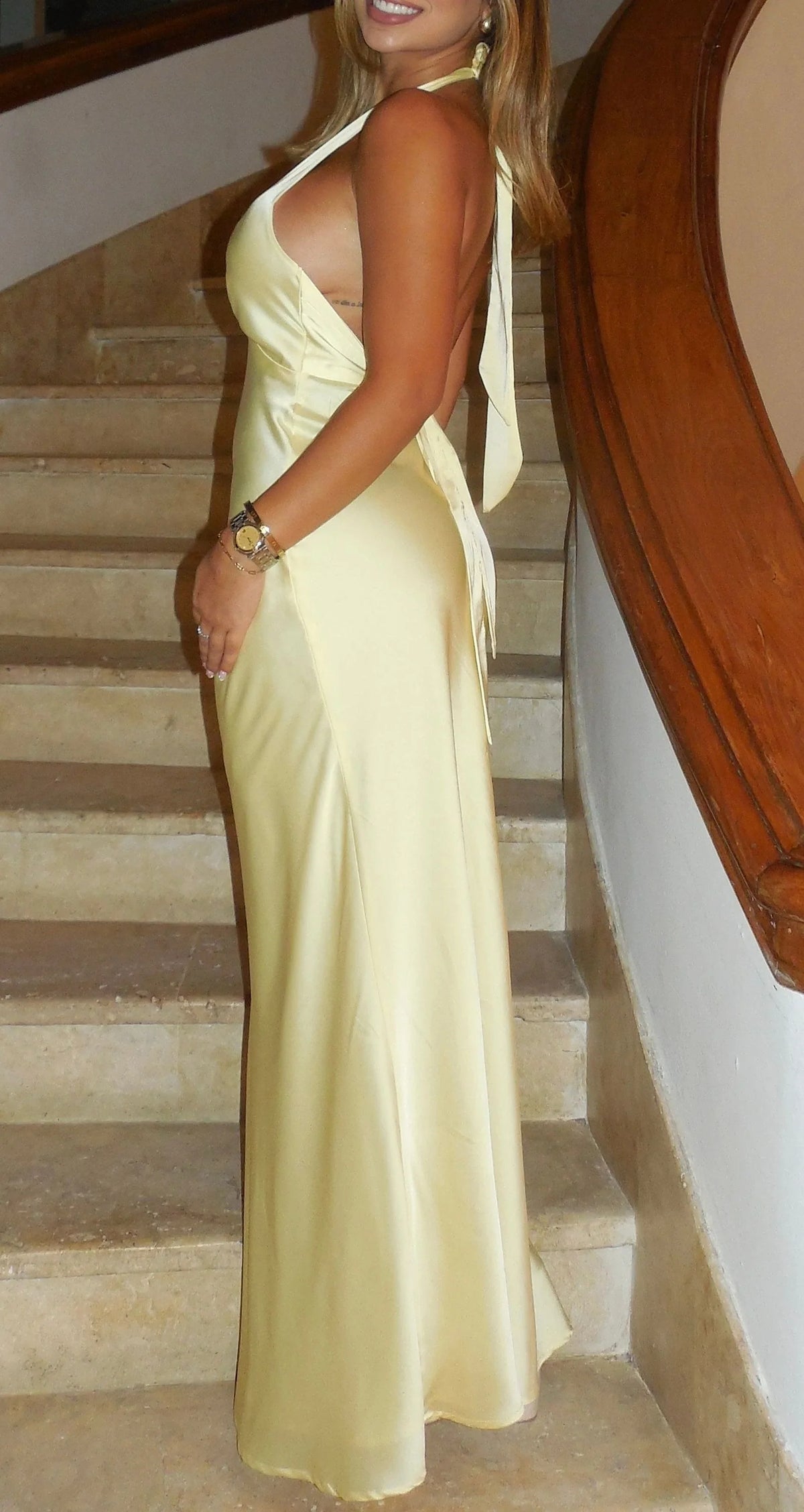 Dress Halter V Neck Sleeveless Chic Sexy Backless Floor-Length Sheath Prom Dress