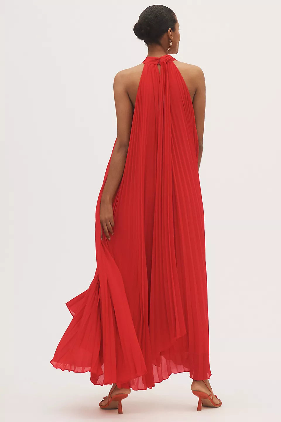 Dress High-Neck Pleated Chiffon Maxi Dress Sleeveless A-line Elegant Pleats Prom Dress