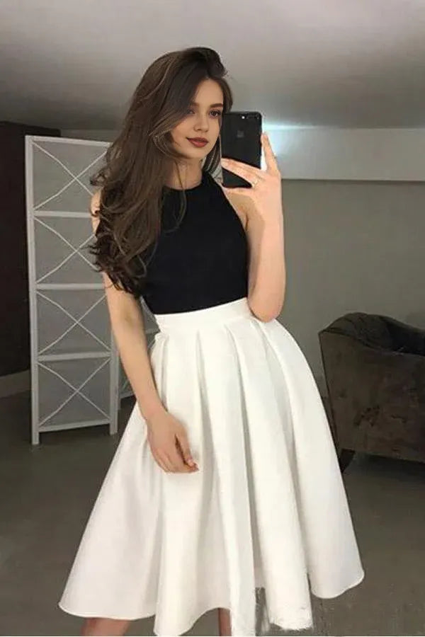 Dress High NeckHalter Homecoming Dresses Pleated Skirt Graduation Dress Homecoming Dress