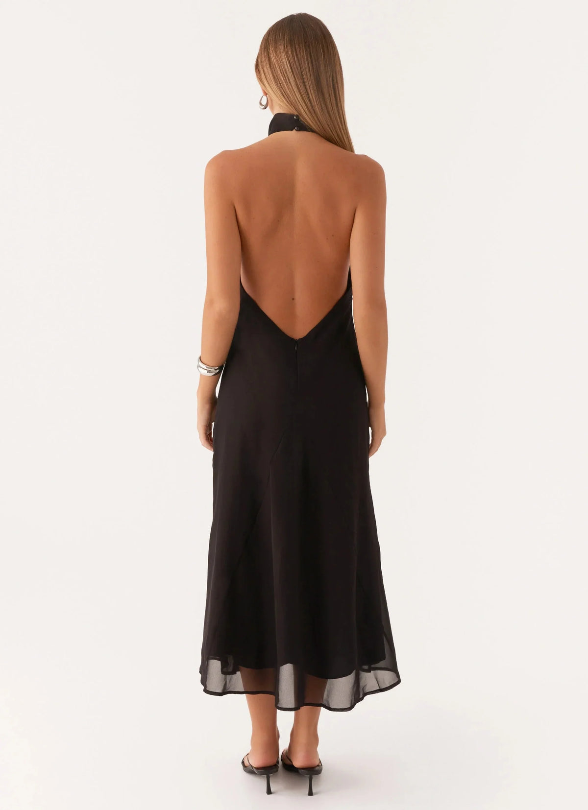 Dress Hight Neck Sleeveless Sexy Backless Ankle-Length Sheath Solid Color Prom Dress